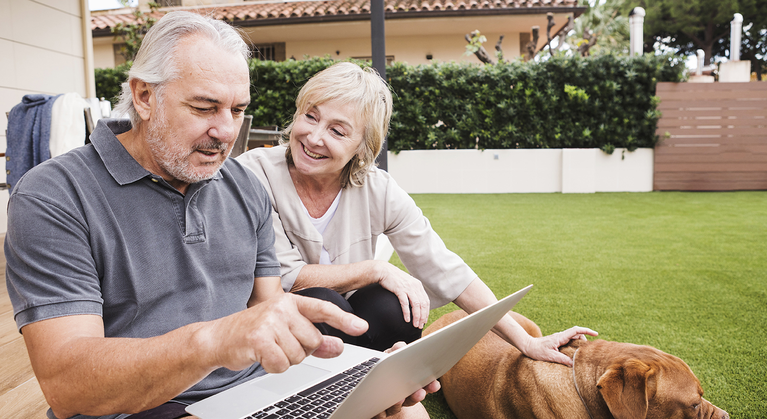 Old couple with dog