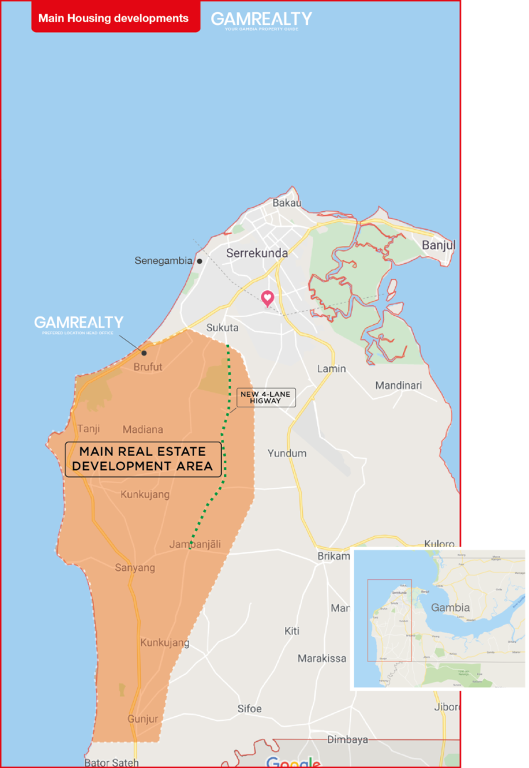 Main Housing Development Map of The Gambia